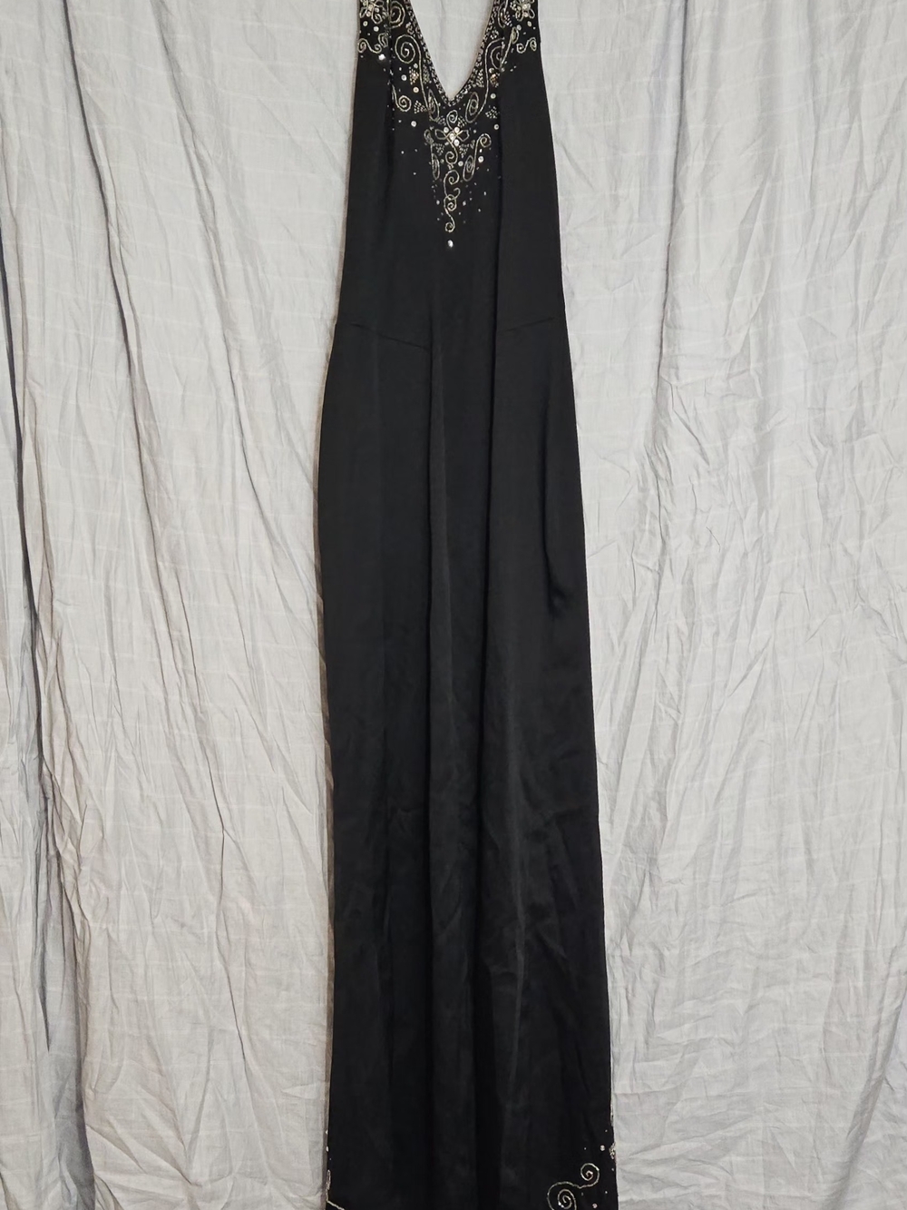 Masquerade Black V-Neck Embellished Prom Gown